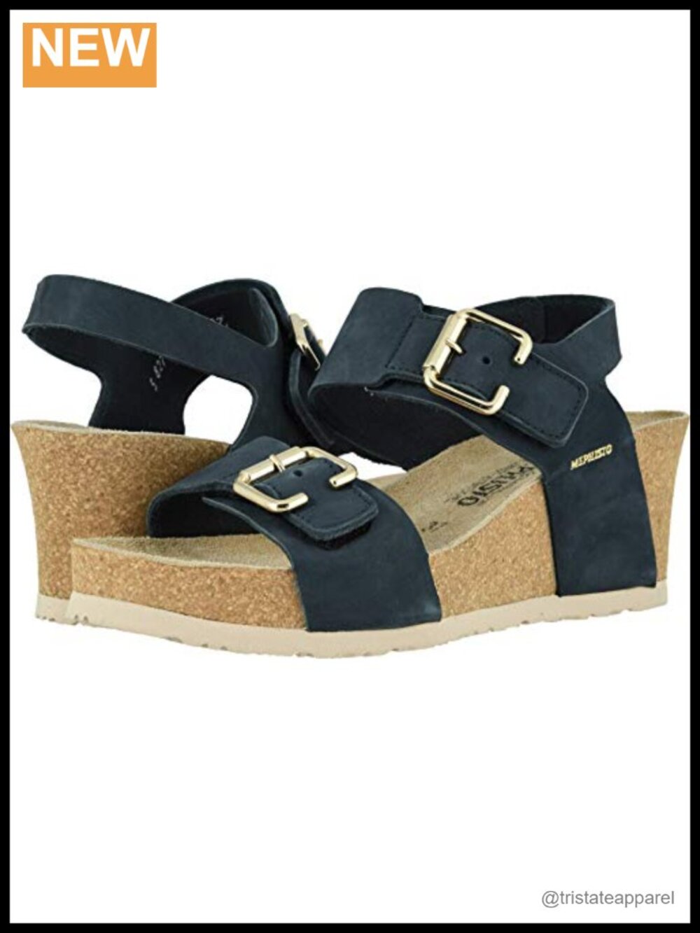 Mephisto Women's Wedge Sandals Leather Cork Soft-Air Ankle Strap Outdoor